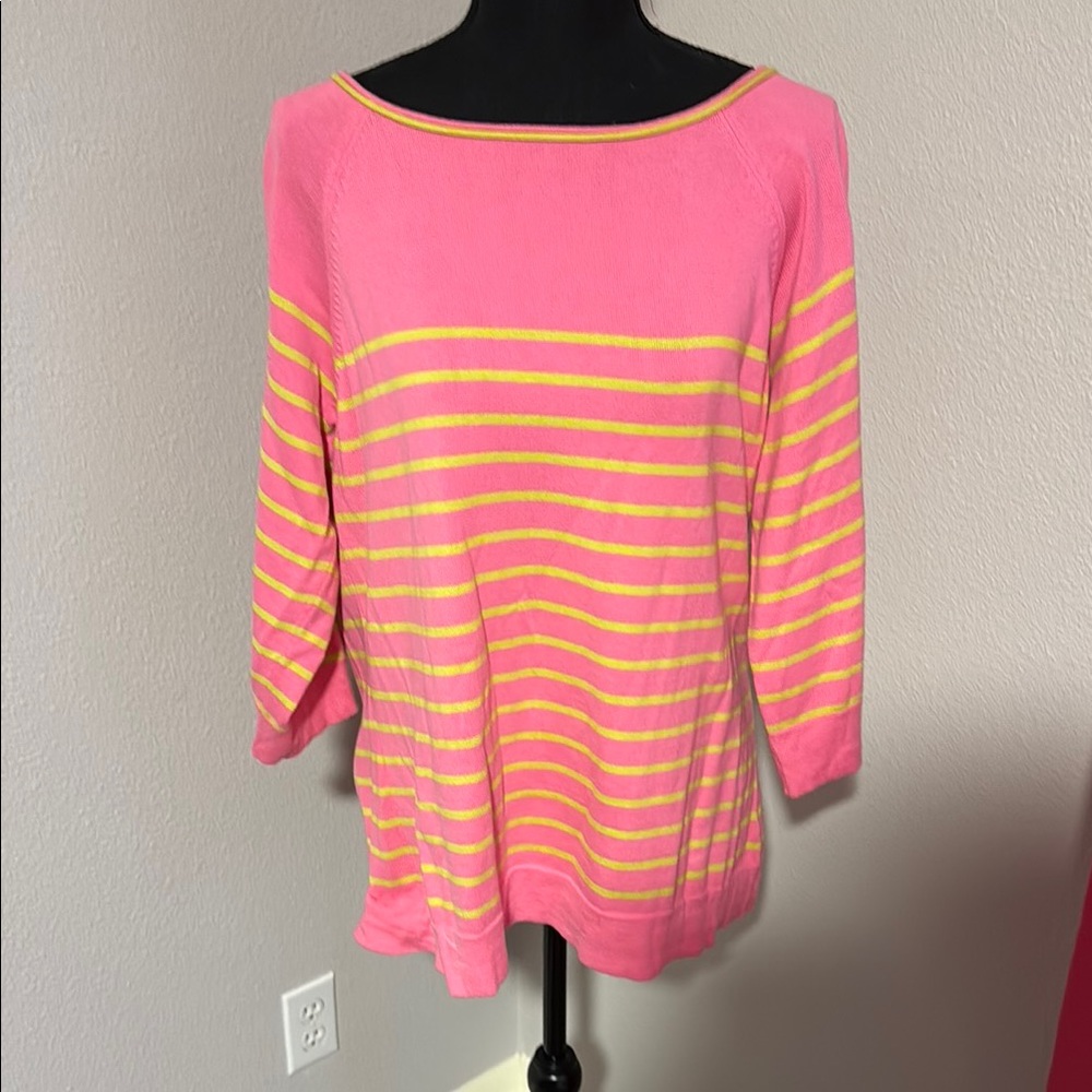 Lilly Pulitzer Pink and Yellow Striped Sweater